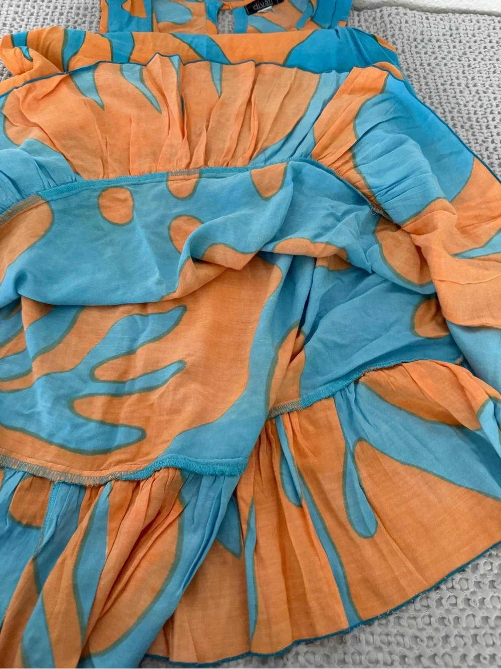 Diva Turquoise & Orange Abstract A-Line Sundress women’s size M